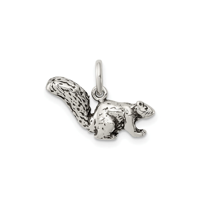 Sterling Silver Squirrel Pendant, Detailed Woodland Animal Charm for Nature Lovers
