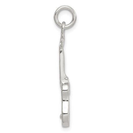 Sterling Silver Guitar Pendant, Acoustic Instrument Charm for Music Lovers, Unisex Musical Jewelry