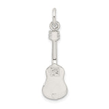 Sterling Silver Guitar Pendant, Acoustic Instrument Charm for Music Lovers, Unisex Musical Jewelry