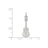 Sterling Silver Guitar Pendant, Acoustic Instrument Charm for Music Lovers, Unisex Musical Jewelry