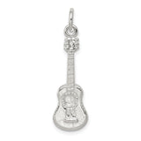 Sterling Silver Guitar Pendant, Acoustic Instrument Charm for Music Lovers, Unisex Musical Jewelry
