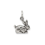 Sterling Silver Rabbit Charm Pendant, Realistic Bunny Design, Nature-Inspired Animal Jewelry