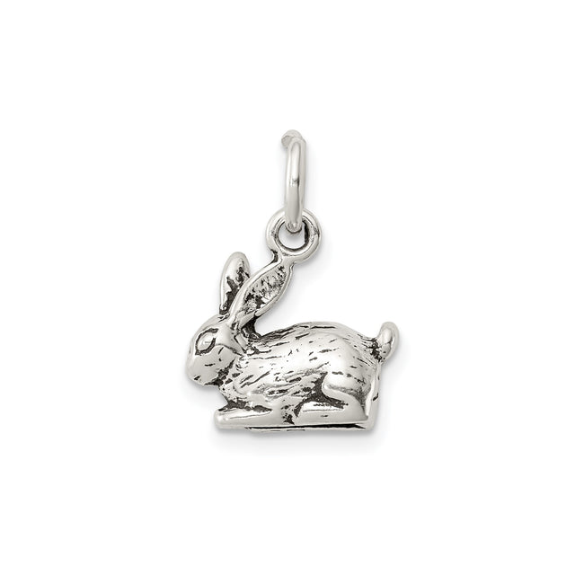 Sterling Silver Rabbit Charm Pendant, Realistic Bunny Design, Nature-Inspired Animal Jewelry