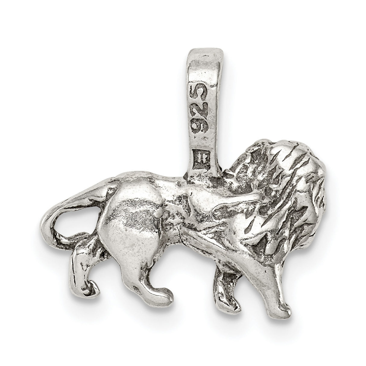 Antiqued Male Lion Charm Pendant in Real 925 Sterling Silver