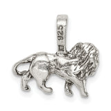 Antiqued Male Lion Charm Pendant in Real 925 Sterling Silver