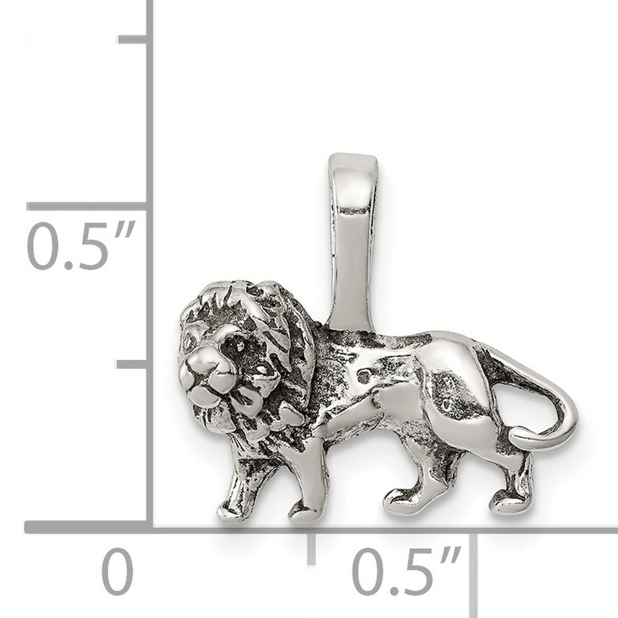 Antiqued Male Lion Charm Pendant in Real 925 Sterling Silver
