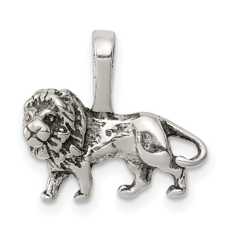 Antiqued Male Lion Charm Pendant in Real 925 Sterling Silver
