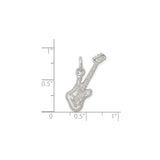 Sterling Silver Guitar Pendant, Detailed Electric Guitar Charm for Music Lovers and Rock Fans