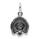 Male Lion Head Mane Charm Pendant in Real 925 Sterling Silver