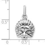 Male Lion Head Mane Charm Pendant in Real 925 Sterling Silver