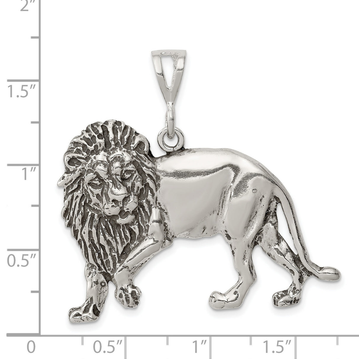 Male Lion Charm Pendant in Real 925 Sterling Silver