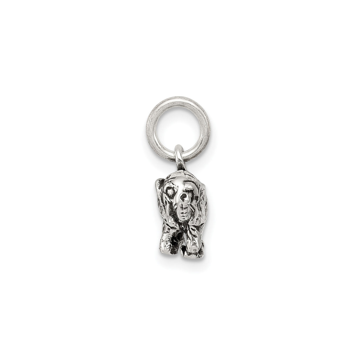 Sterling Silver Elephant Charm Pendant, 3D Animal Talisman Symbolizing Wisdom and Strength