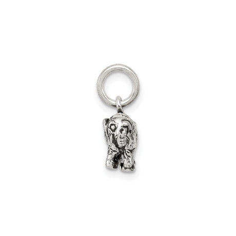 Sterling Silver Elephant Charm Pendant, 3D Animal Talisman Symbolizing Wisdom and Strength
