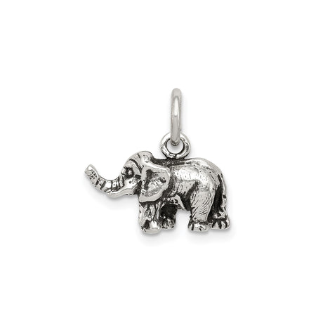 Sterling Silver Elephant Charm Pendant, 3D Animal Talisman Symbolizing Wisdom and Strength