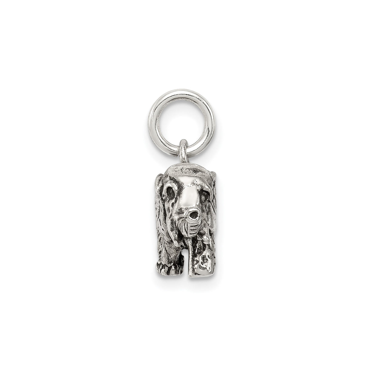 Sterling Silver Elephant Charm Pendant, 3D Animal Totem Symbol of Wisdom and Good Luck