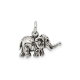 Sterling Silver Elephant Charm Pendant, 3D Animal Totem Symbol of Wisdom and Good Luck
