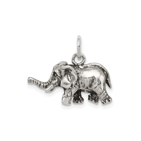 Sterling Silver Elephant Charm Pendant, 3D Animal Totem Symbol of Wisdom and Good Luck