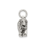Sterling Silver Elephant Pendant Charm with Raised Trunk Symbolizing Luck and Wisdom