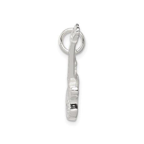Sterling Silver Electric Guitar Charm Pendant, Detailed Music Jewelry for Musicians and Rock Fans