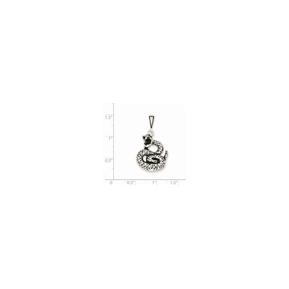 Sterling Silver Snake Pendant with Coiled Serpent Design and Open Mouth Detail