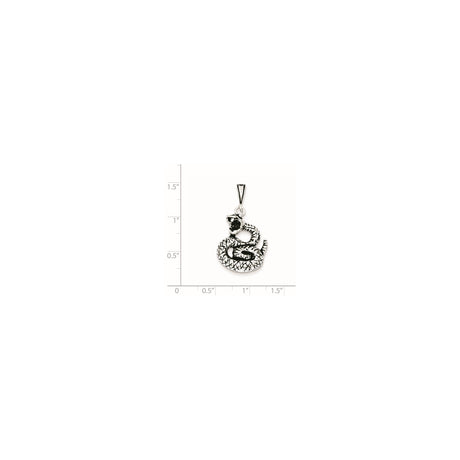 Sterling Silver Snake Pendant with Coiled Serpent Design and Open Mouth Detail