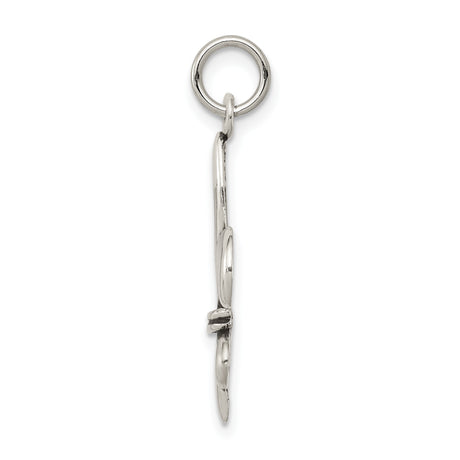 Sterling Silver Fleur-de-Lis Pendant Charm, Antique Finish, Gothic French Heritage Style