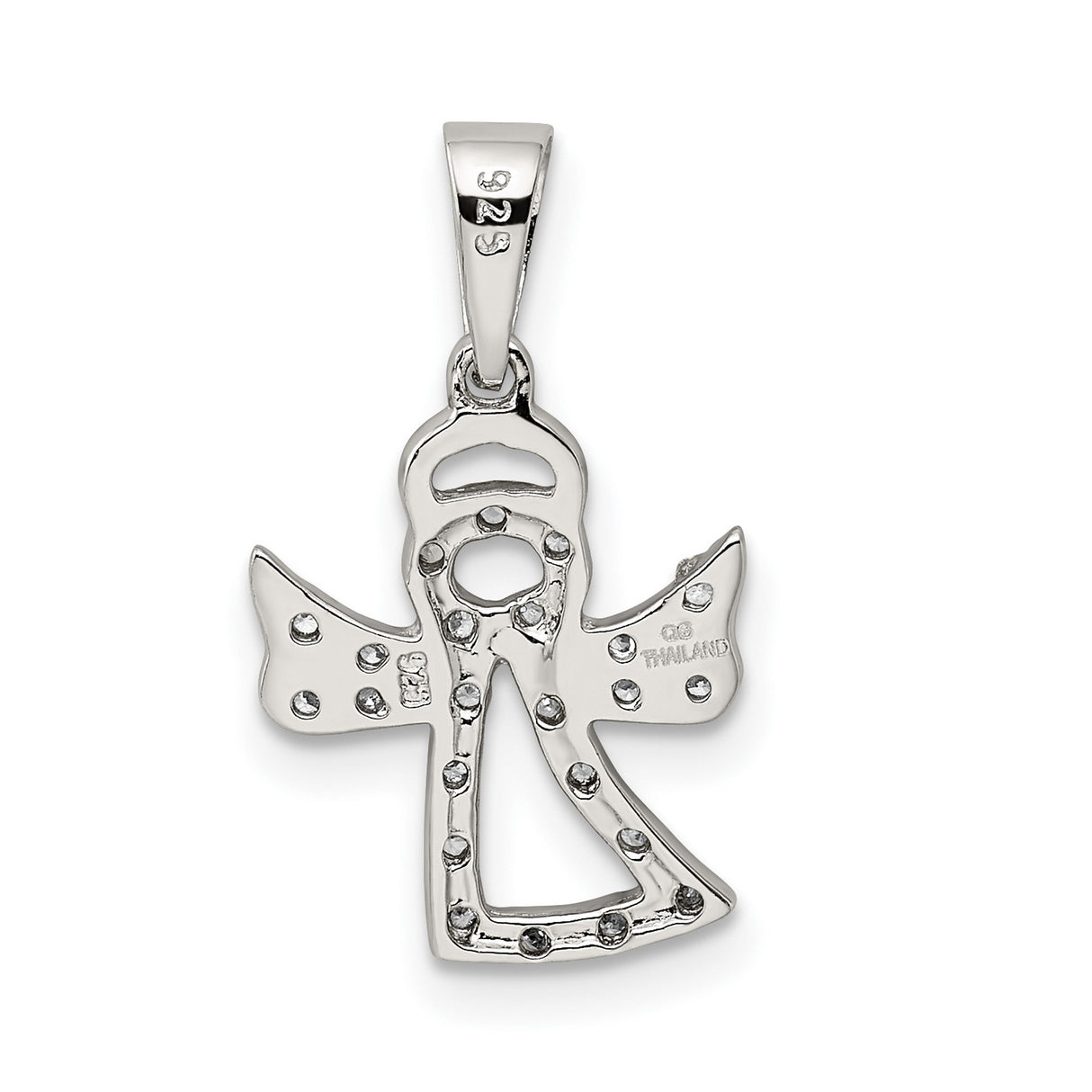 CZ Angel Charm Pendant in Real 925 Sterling Silver