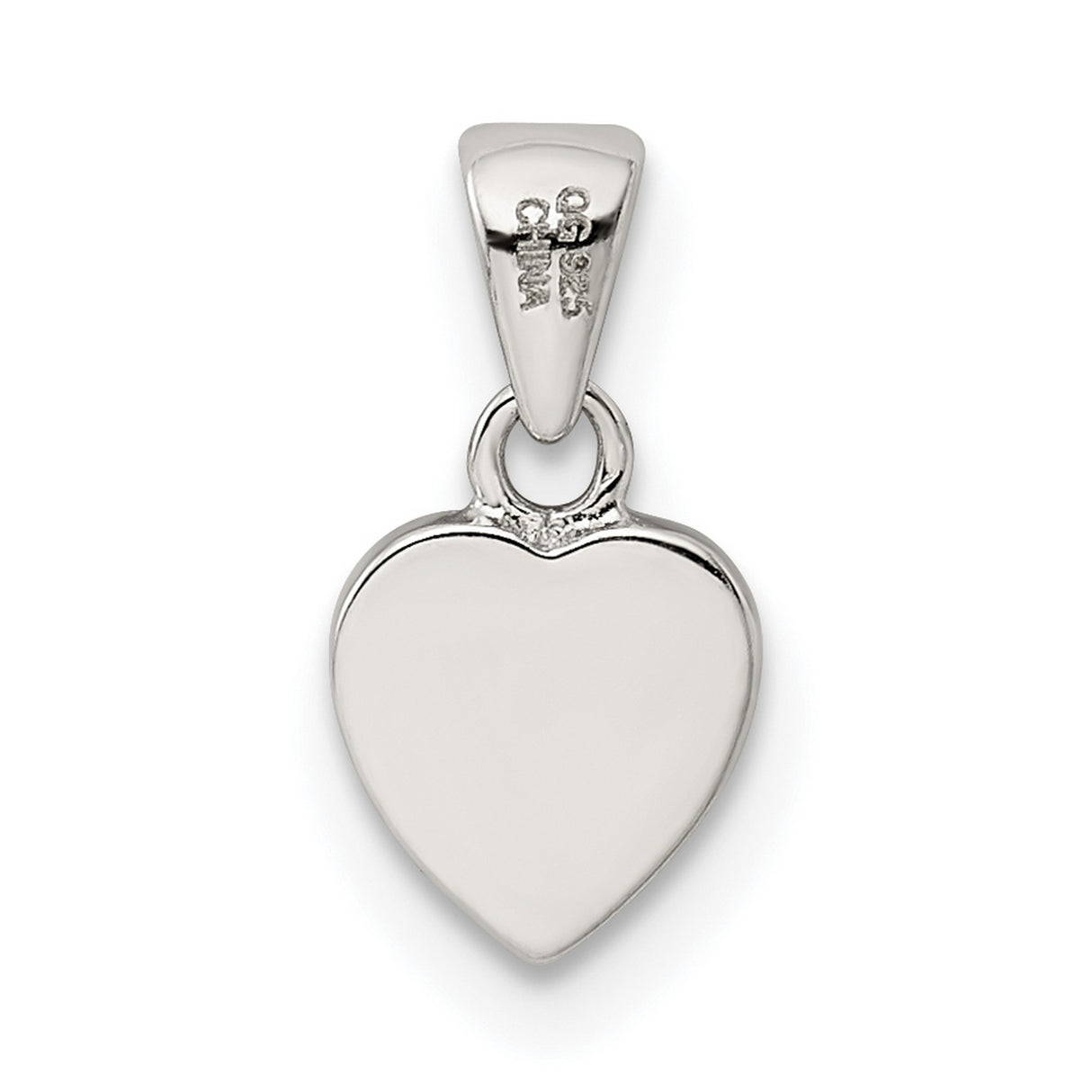 Sterling Silver Heart Pendant, Polished Finish, Engraving Ready, Minimalist Romantic Charm for Women