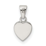 Sterling Silver Heart Pendant, Polished Finish, Engraving Ready, Minimalist Romantic Charm for Women