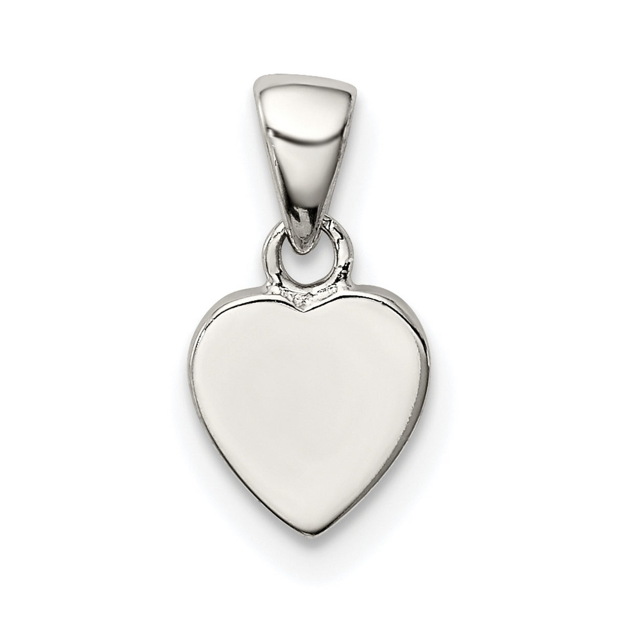 Sterling Silver Heart Pendant, Polished Finish, Engraving Ready, Minimalist Romantic Charm for Women