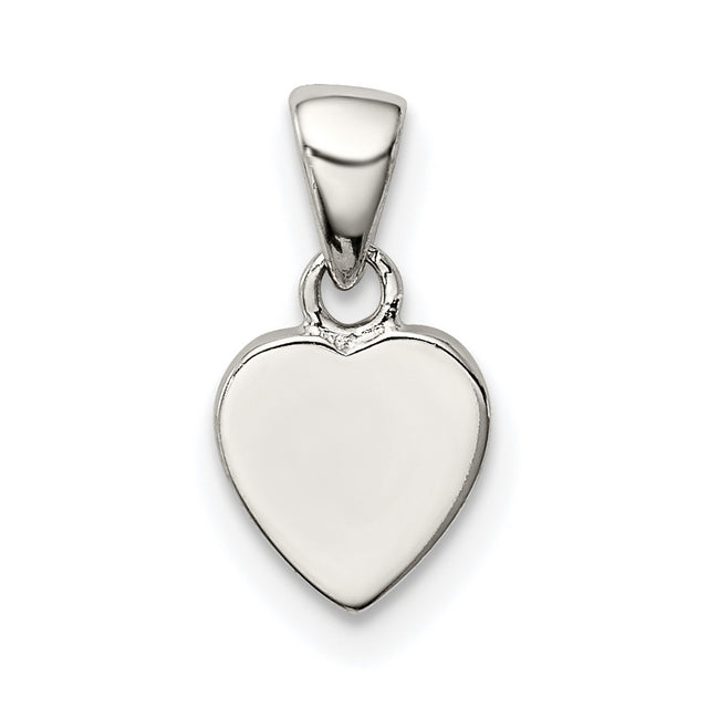Sterling Silver Heart Pendant, Polished Finish, Engraving Ready, Minimalist Romantic Charm for Women
