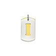 Sterling Silver Dog Tag Pendant with Gold Accent Cutout Letter I, Unisex Modern Design