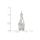 Sterling Silver Ballet Slipper Pendant with Detailed Pointe Shoes Design, Ballerina Dance Charm