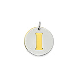 Sterling Silver Initial Pendant with Gold-Tone Block Letter I, Unisex Monogram Charm