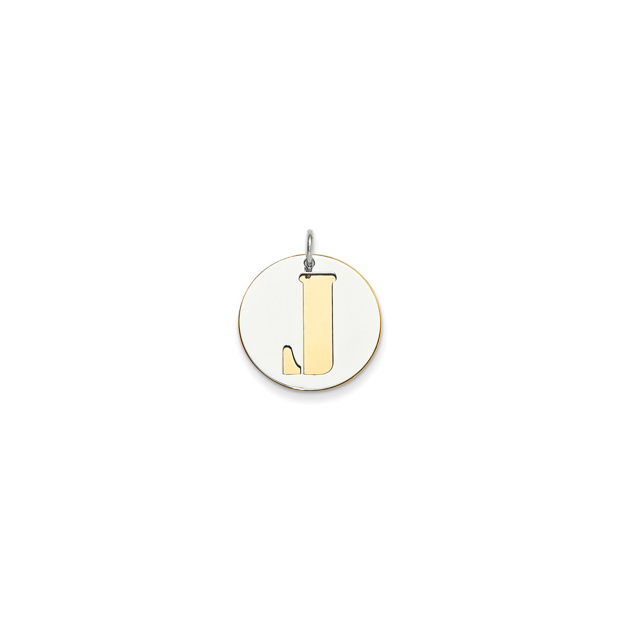 Sterling Silver Pendant with Gold Plated Cutout Letter J, Minimalist Unisex Initial Charm