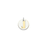 Sterling Silver Pendant with Gold Plated Cutout Letter J, Minimalist Unisex Initial Charm