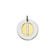 Sterling Silver Initial O Pendant with Gold Plated Cut-Out Charm, Unisex Modern Monogram Jewelry