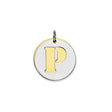 Sterling Silver Round Pendant with Gold-Tone Cutout Letter P, Modern Monogram Charm