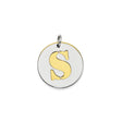 Sterling Silver Round Pendant with Gold-Tone Cutout Letter S, Minimalist Monogram Charm