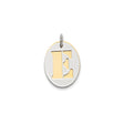 Sterling Silver Oval Pendant with Cutout Design and Gold Plated Letter E