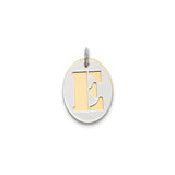 Sterling Silver Oval Pendant with Cutout Design and Gold Plated Letter E