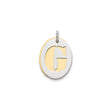 Sterling Silver Initial G Pendant with Cutout Letter on Gold Tone Oval Background