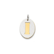 Sterling Silver Pendant with Gold-Tone Cutout Letter I, Alphabet Initial Charm