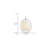 Sterling Silver Oval Pendant with Gold Tone Raised Letter L, Initial Charm
