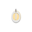 Sterling Silver Oval Pendant with Two-Tone Cutout Design, Unisex Modern Style