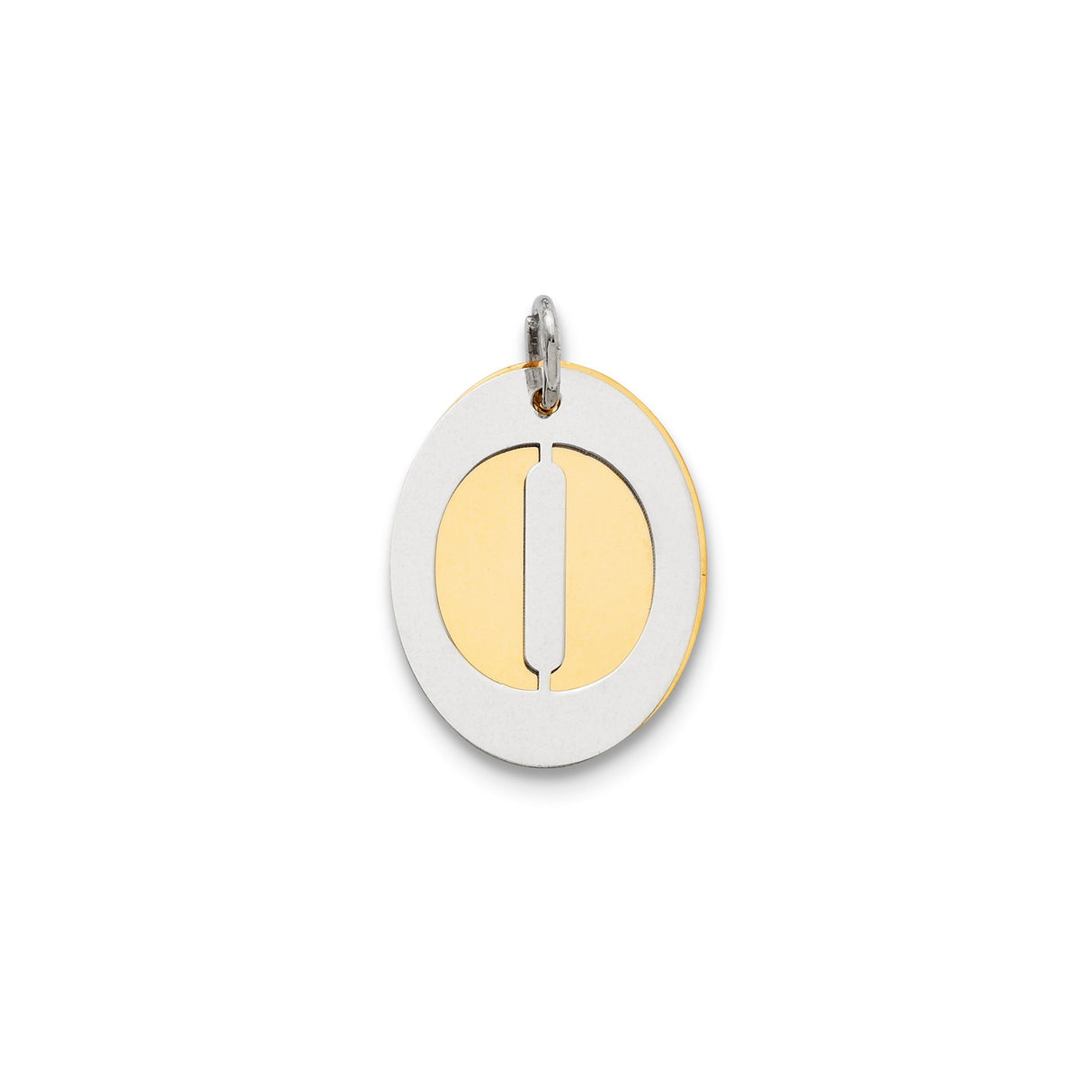 Sterling Silver Oval Pendant with Two-Tone Cutout Design, Unisex Modern Style