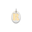 Sterling Silver Initial R Pendant with Cutout Letter and Gold-Tone Background