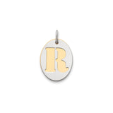 Sterling Silver Initial R Pendant with Cutout Letter and Gold-Tone Background