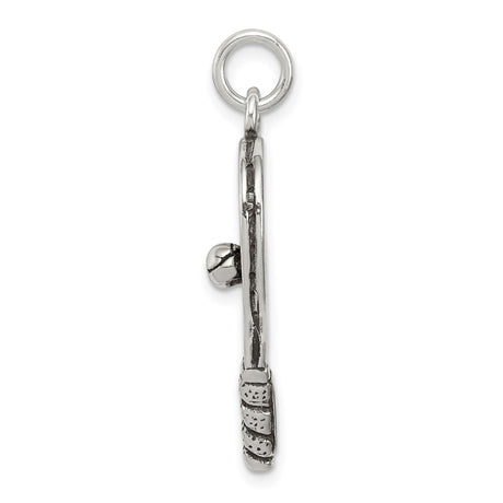 Sterling Silver Tennis Racket Pendant with Ball Detail, Sports Jewelry Charm