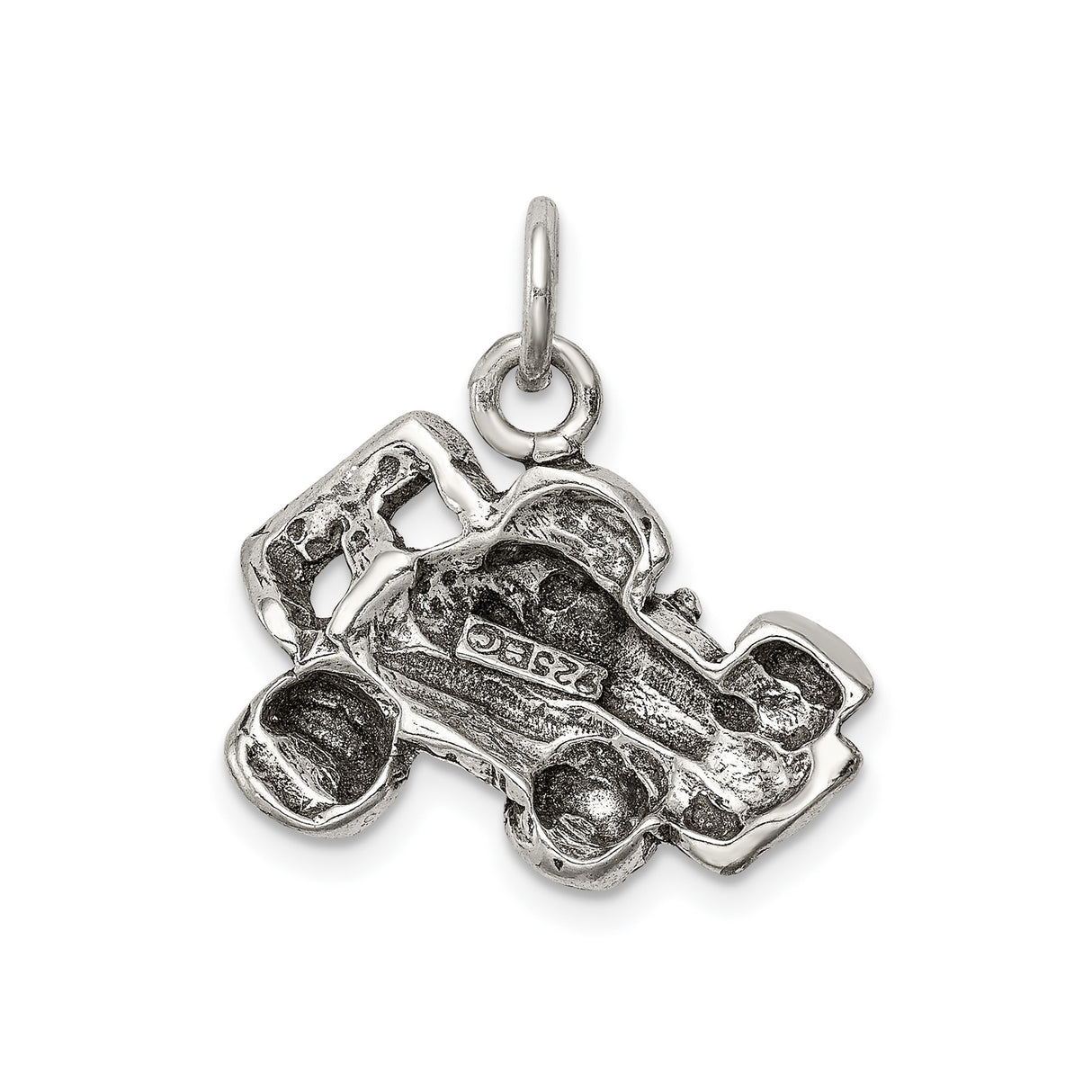 Sterling Silver Race Car Pendant with Formula One Driver Detailing, Motorsport Theme